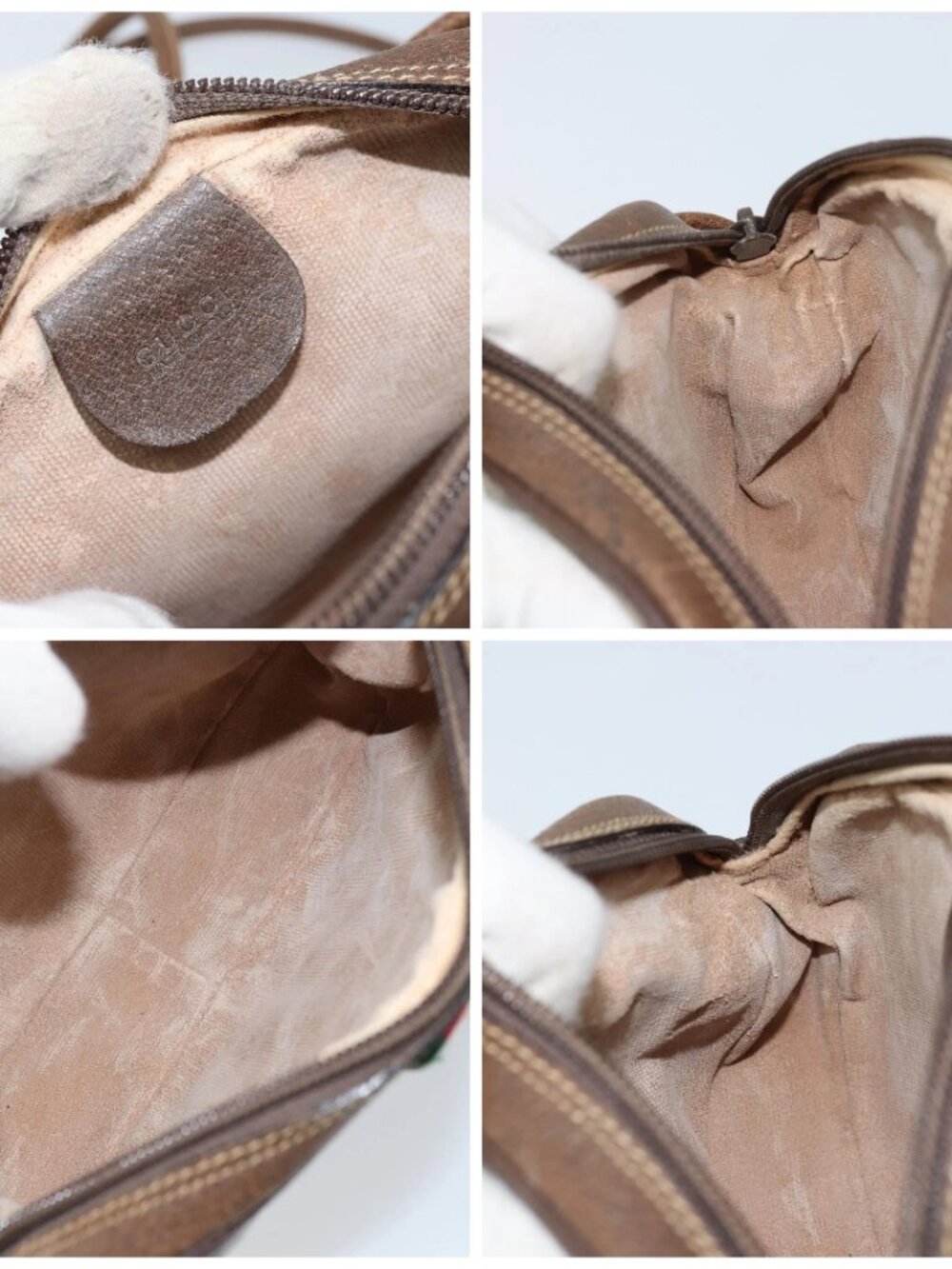 GUCCI GG Supreme Web Sherry Line Bag PVC Beige 007 58 6112 4023 Auth 172298 - Picture 15 of 16